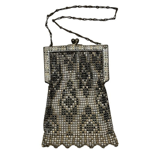 Whiting & Davis Mini Metal Mesh Silver Plated Kiss-Lock