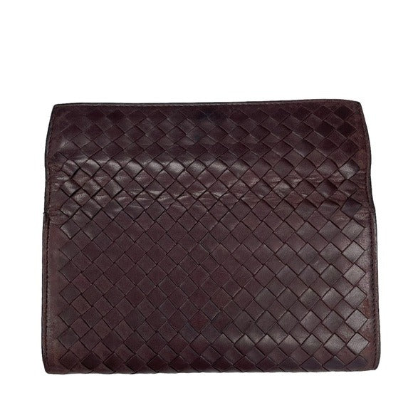 Bottega Veneta Brown Coco Woven Long Wallet Zippy Center Cash & Coin Purse