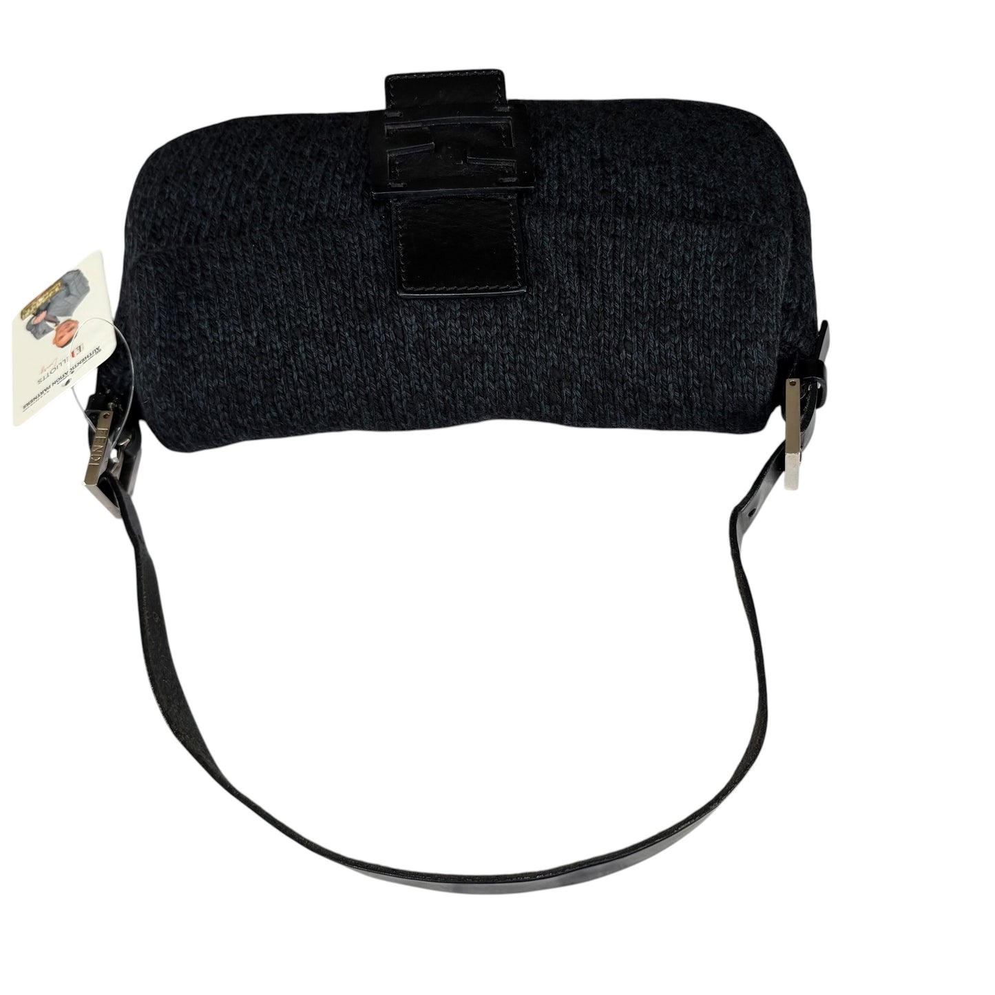 Fendi Baguette Classic Y2K Wool Cashmere Blue / Black SHW Knit Shoulder Purse