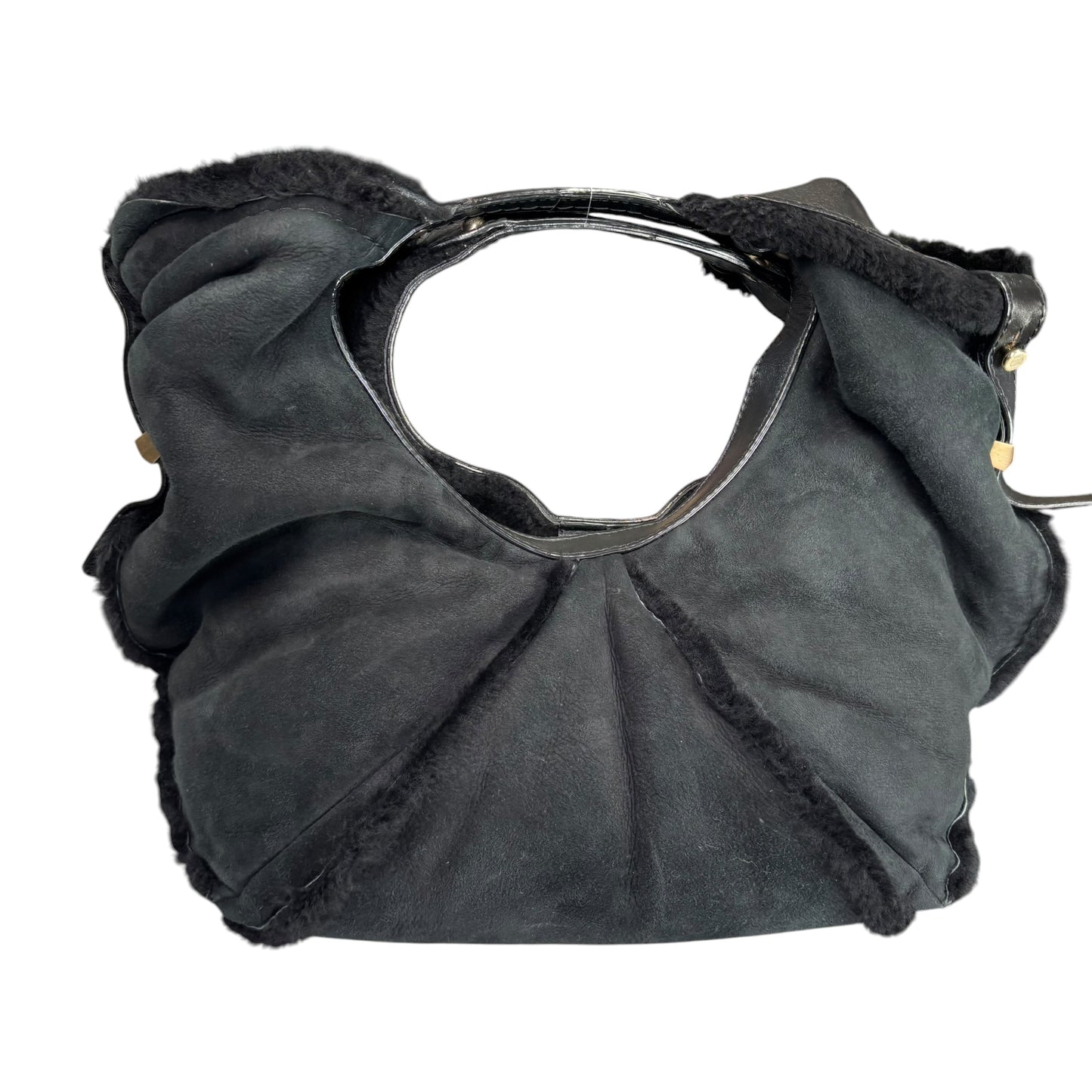 Jimmy Choo Black Shearling GHW  Large Shoulder Hobo