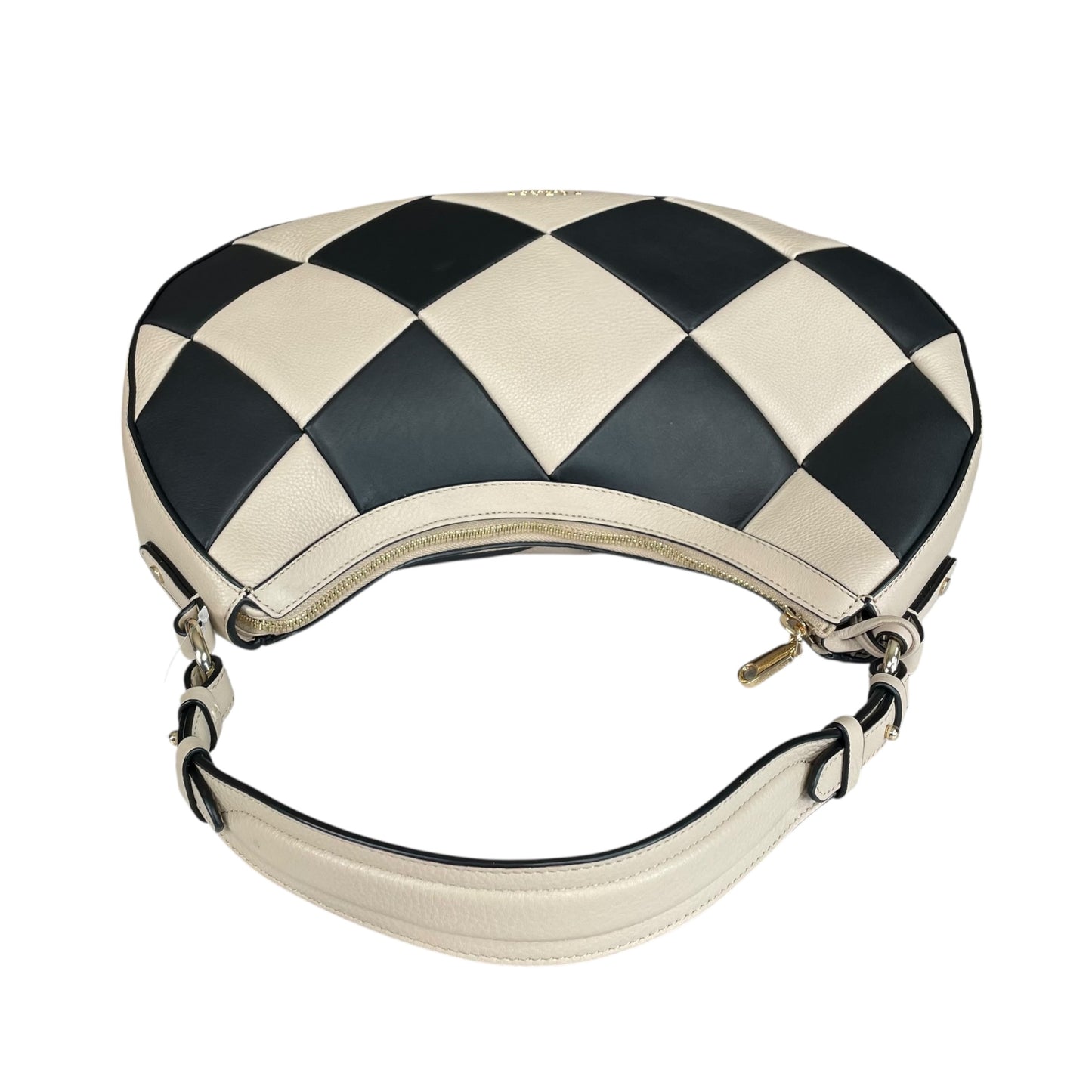 Bradley London Two-Tone Black Creme GHW Quilted Leather Shoulder 2-Way Hobo Bag