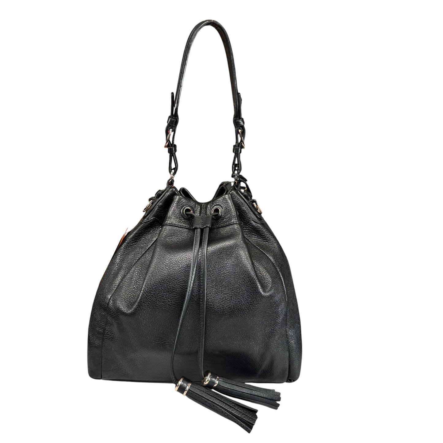 Coach Pinnacle Black Leather GHW Drawstring Bucket 2-Way Crossbody Purse