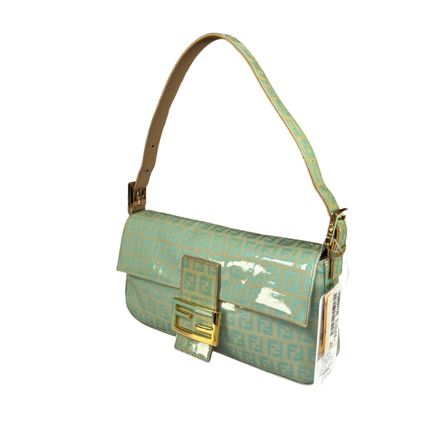 Fendi Y2K Baguette Classic Mint Green Zucchino Coated Canvas Purse