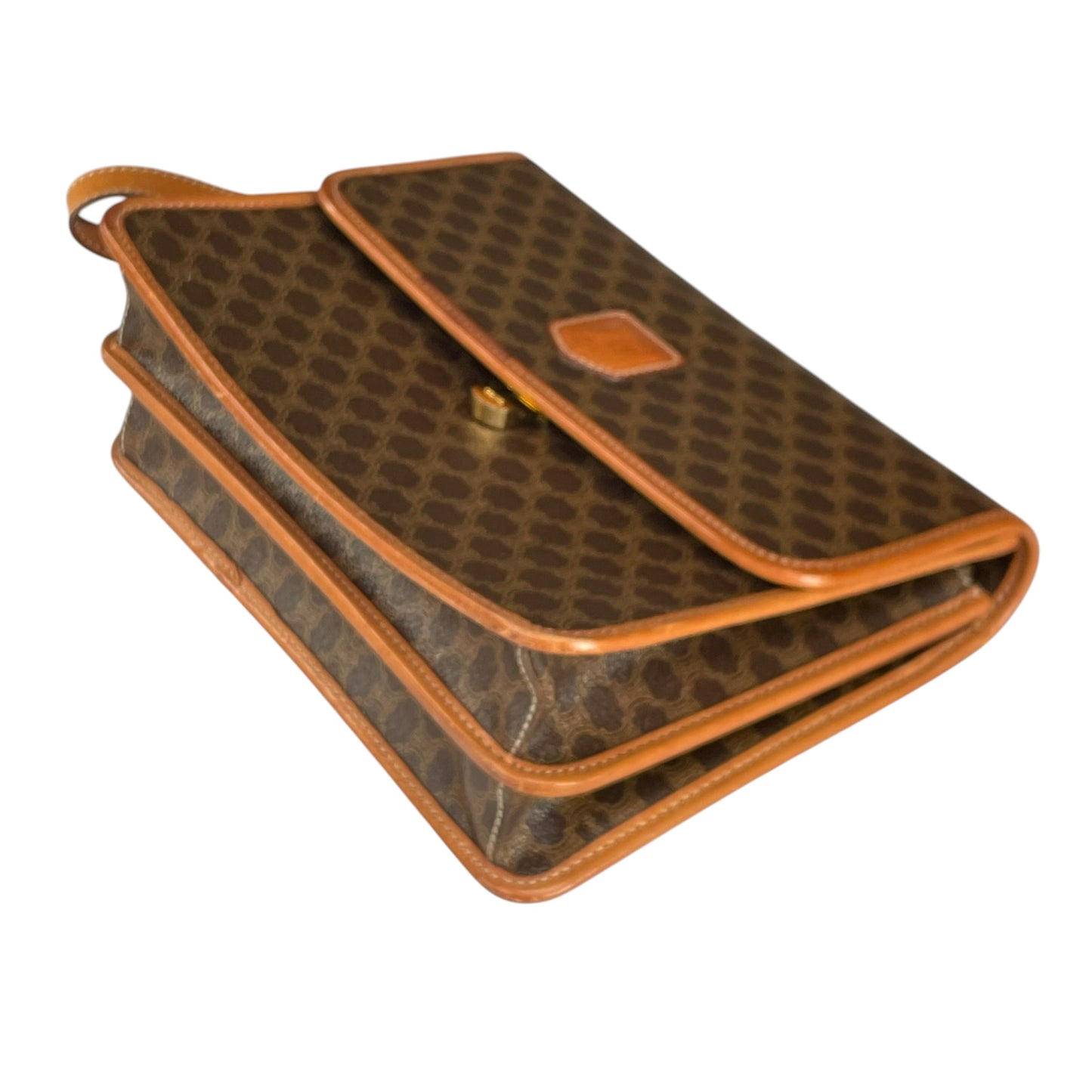 Celine Macadam Monogram GHW Canvas Brown Leather Clutch