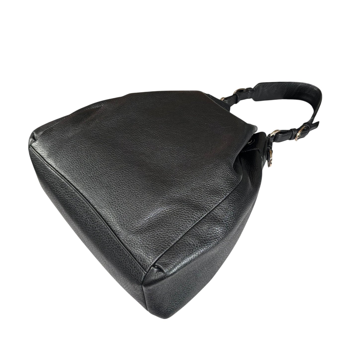 Coach Pinnacle Black Leather GHW Drawstring Bucket 2-Way Crossbody Purse