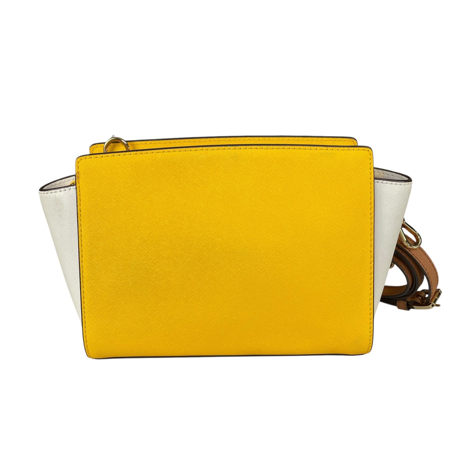 Michael Kors Selma Small Saffiano Leather Yellow White Satchel Crossbody