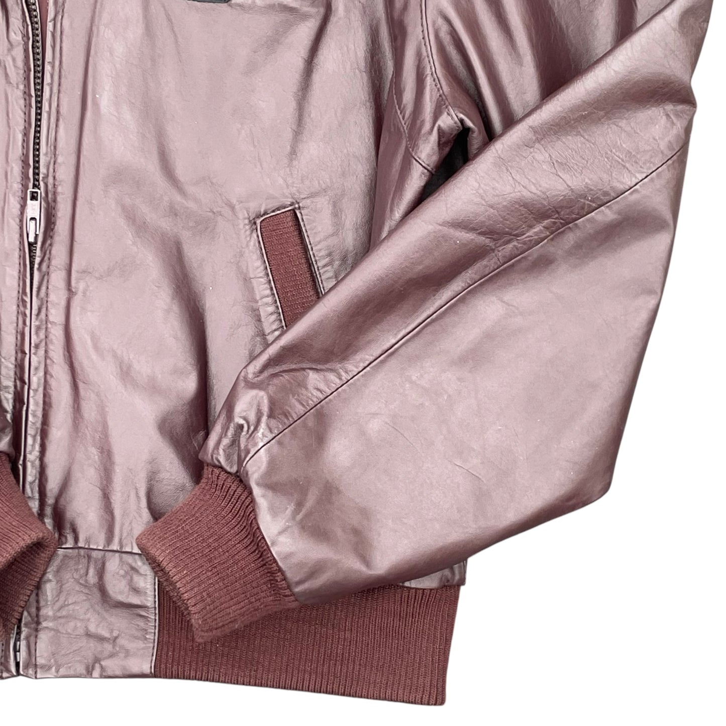 Members Only Y2K Leather Bomber Jacket Oxblood Burgundy 44 XL
