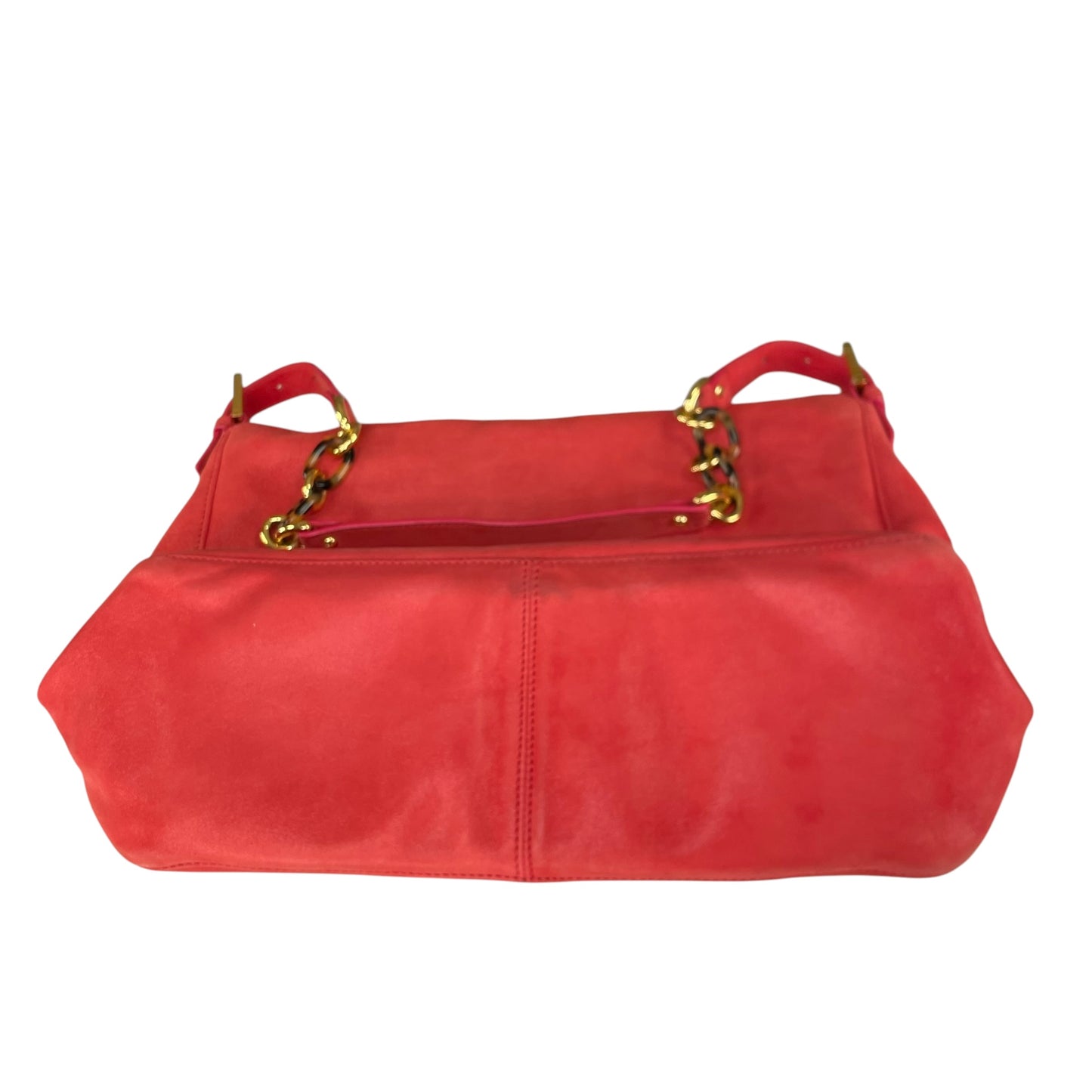Fendi Baguette MAXI Grapefruit GHW Grapefruit Iridescent Leather Shoulder Purse