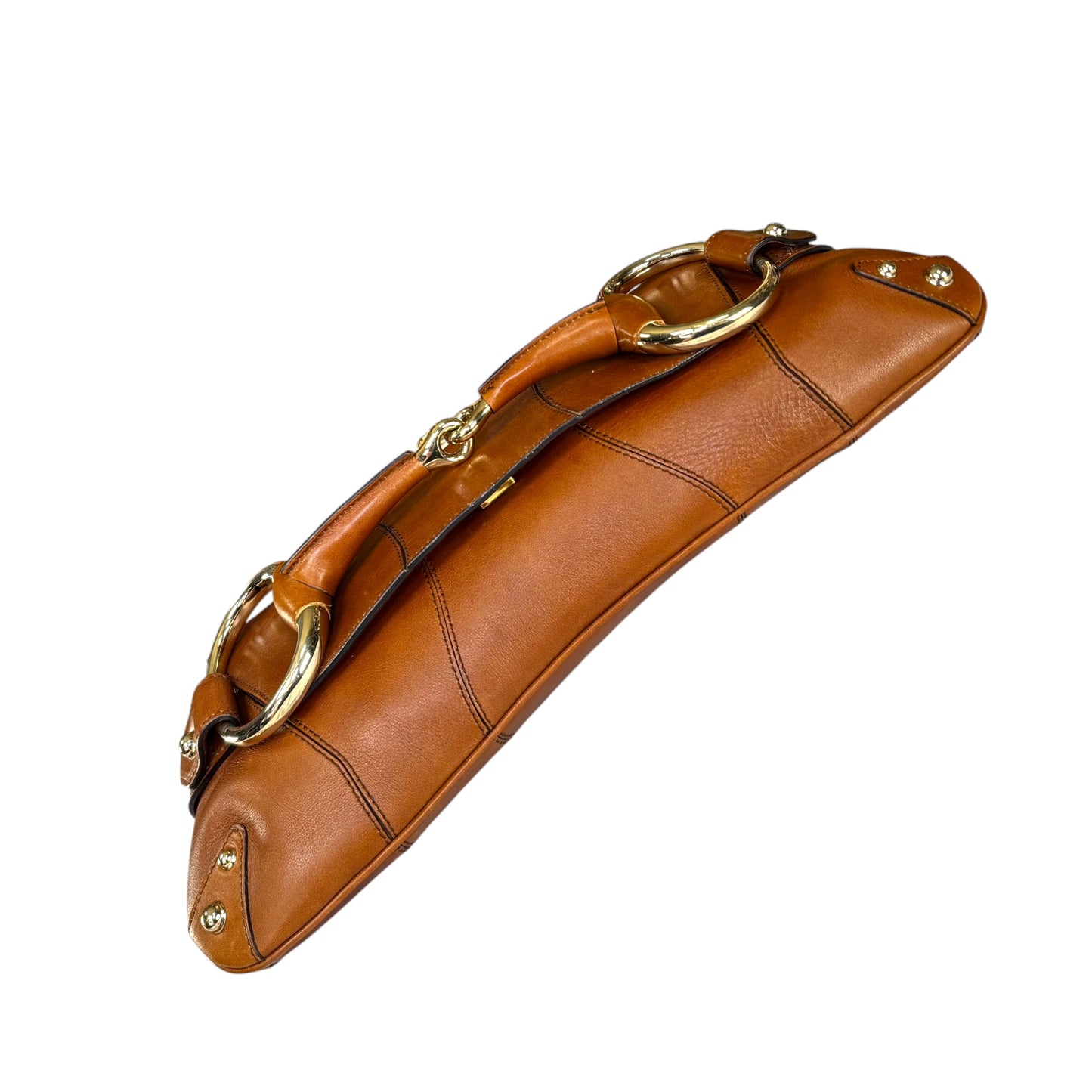 Gucci Classic Y2K Horsebit Gold Brown Jumbo XL Leather Shoulder Bag