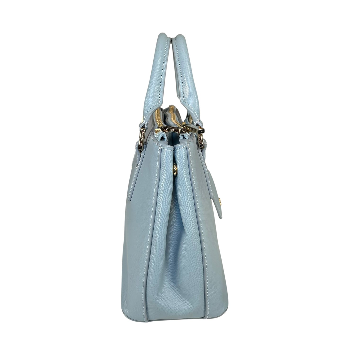 Tory Burch Robinson Oasis GHW Blue Saffiano Leather 2-Way Tote Purse