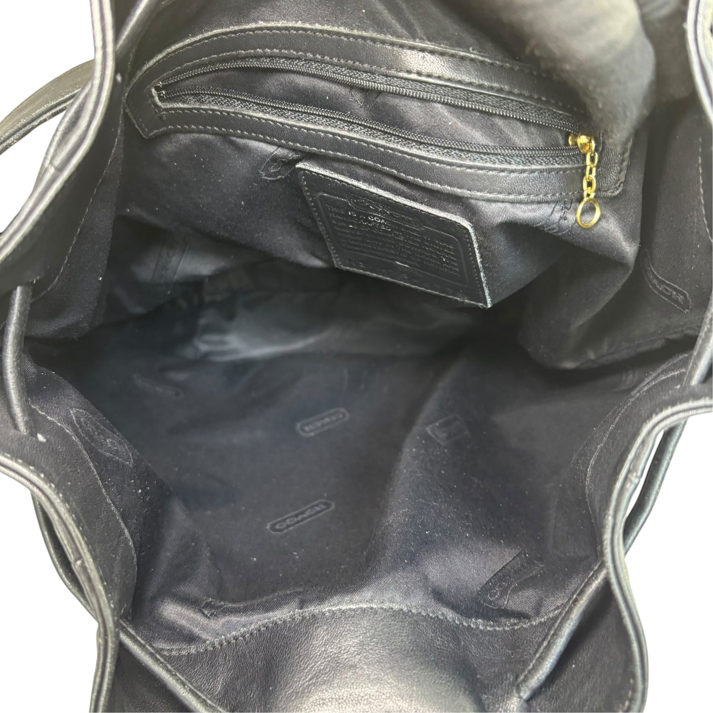 Coach Sonoma Black Leather  Slingpack Drawstring Shoulder Bucket Tote