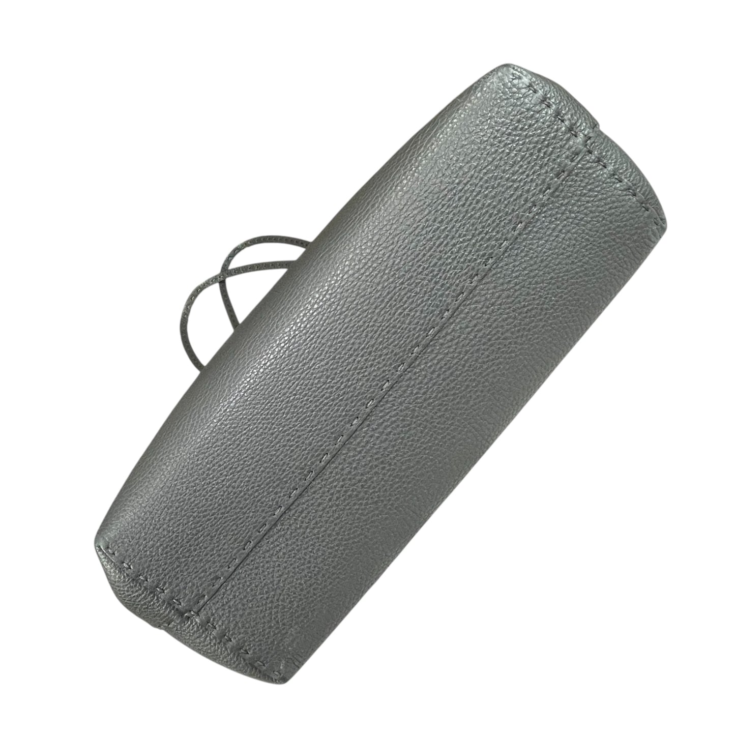 Fendi Selleria Grey / Red Sterling Silver  Pebbled Leather Lock Medium Tote