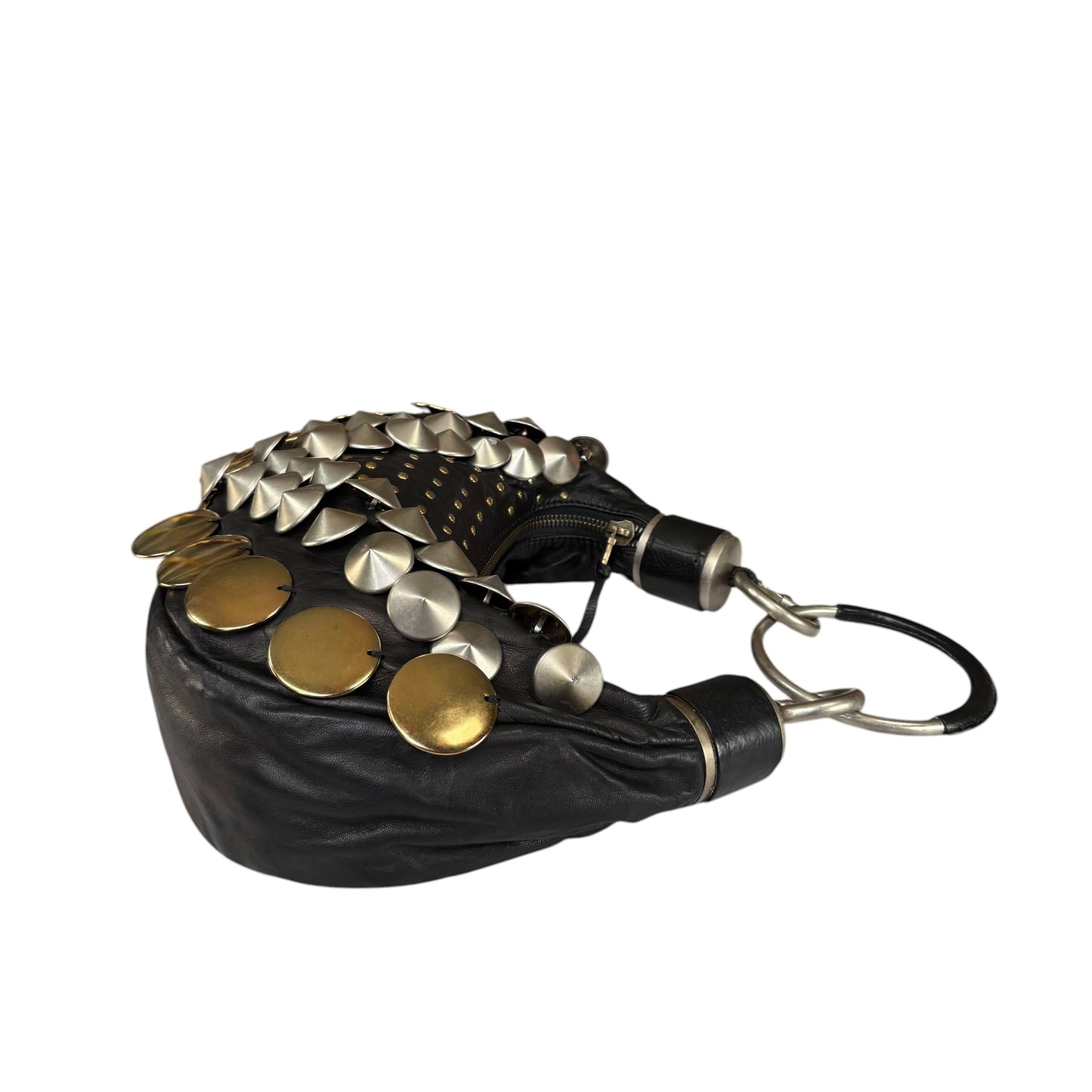 Chloe Y2K Aubrey Black Leather Med Hobo Stud Embellished Hobo
