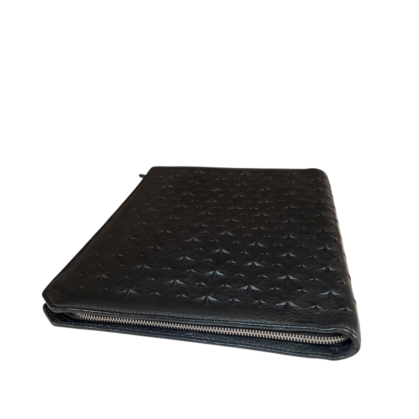 Jimmy Choo Derek XL Black Stars-All-Over Embossed Leather Portfolio iPad Sleeve