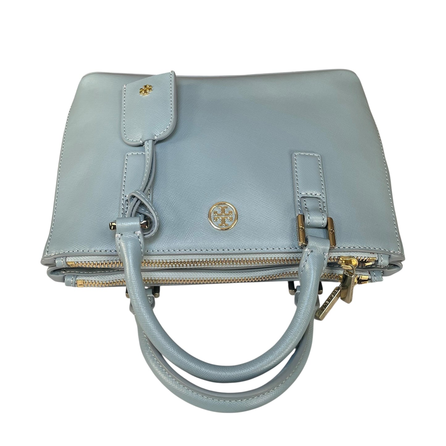 Tory Burch Robinson Oasis GHW Blue Saffiano Leather 2-Way Tote Purse