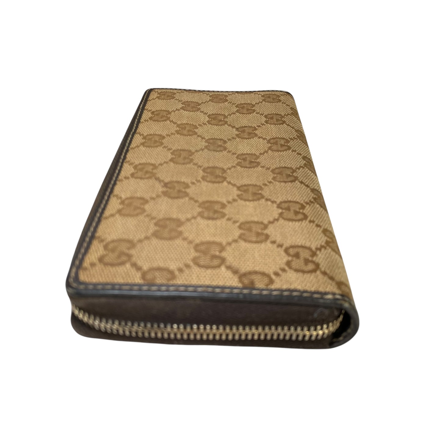 Gucci GG Mayfair Zip Around Wallet Brown Canvas Web Stripe Long Wallet