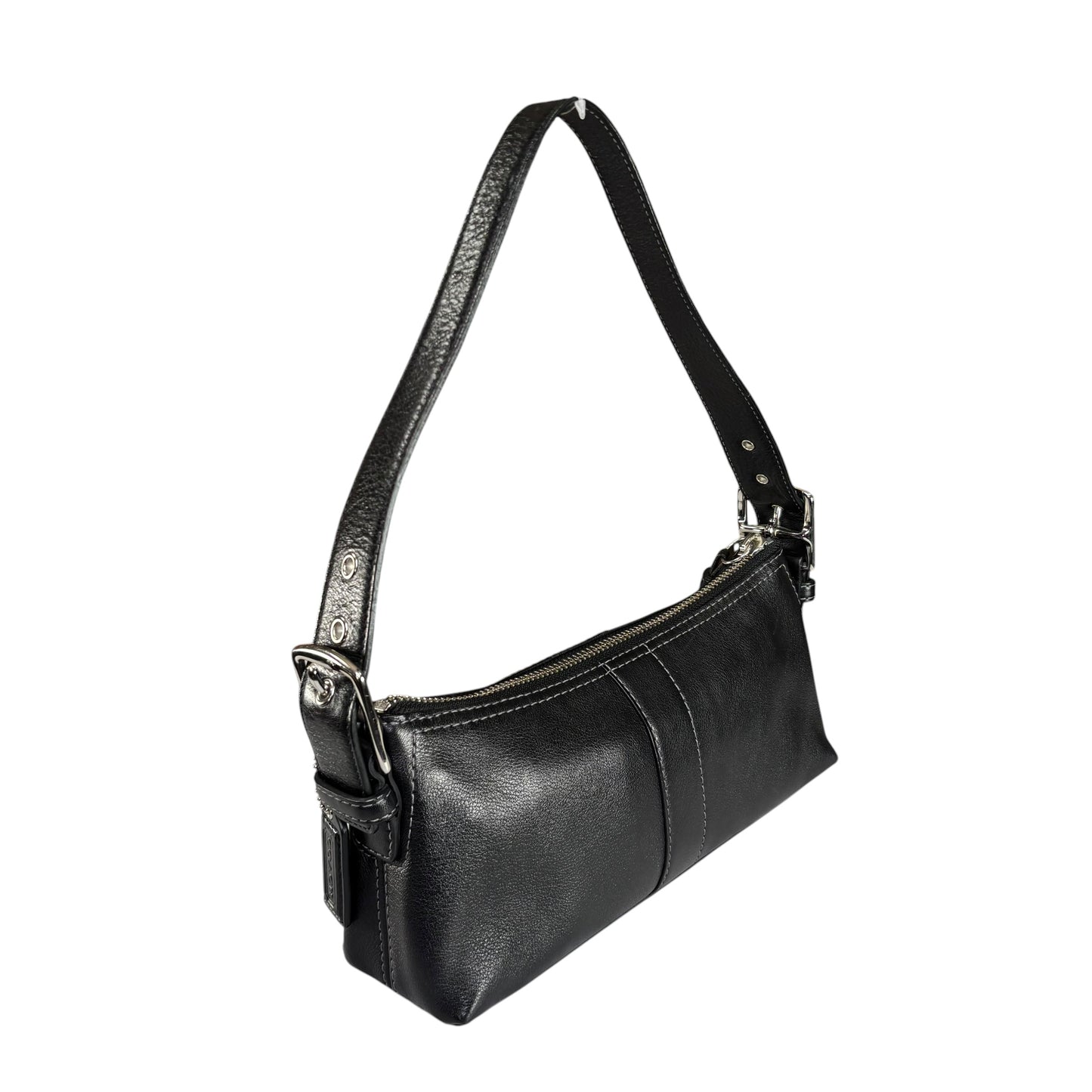 Coach Hamilton Baguette Black Leather SHW Shoulder Purse