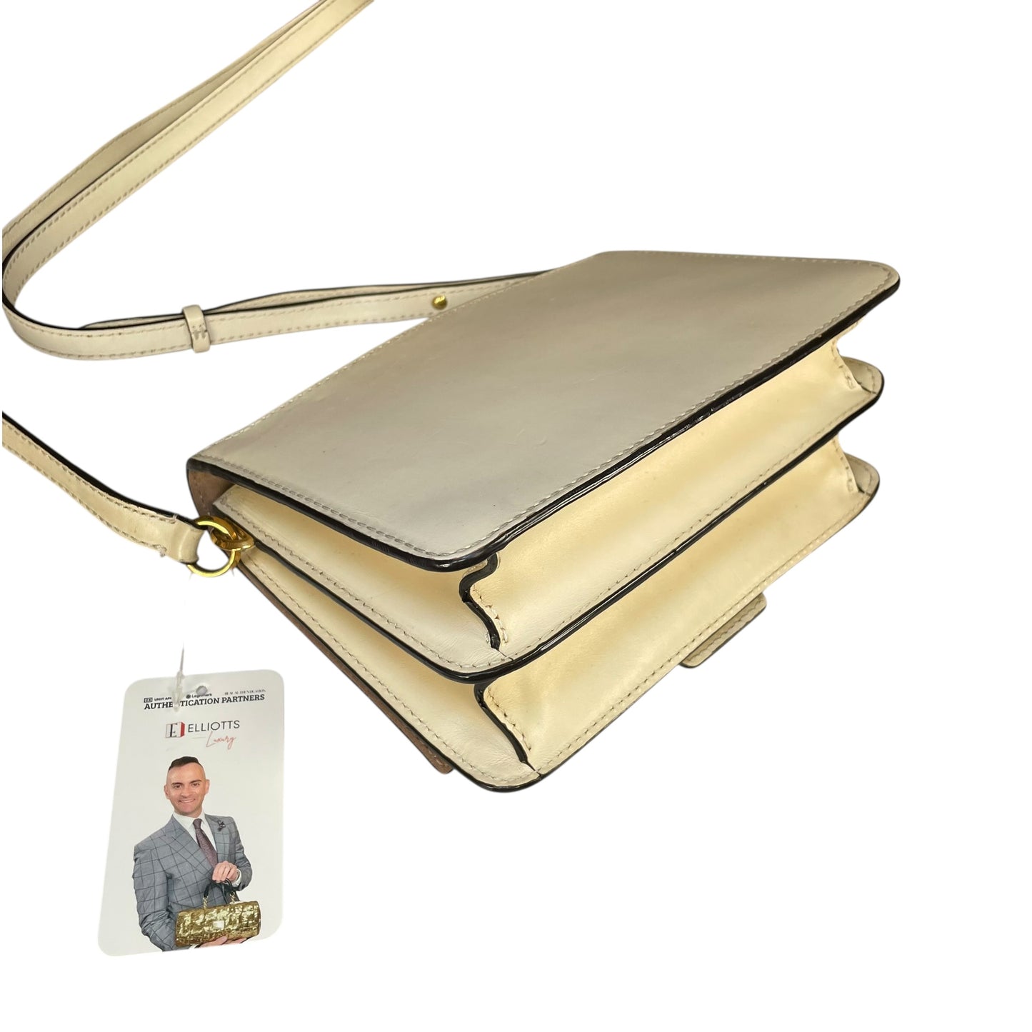 Jimmy Choo Madeline Crossbody Bag Ivory Leather GHW Buckle Flap 2-Way