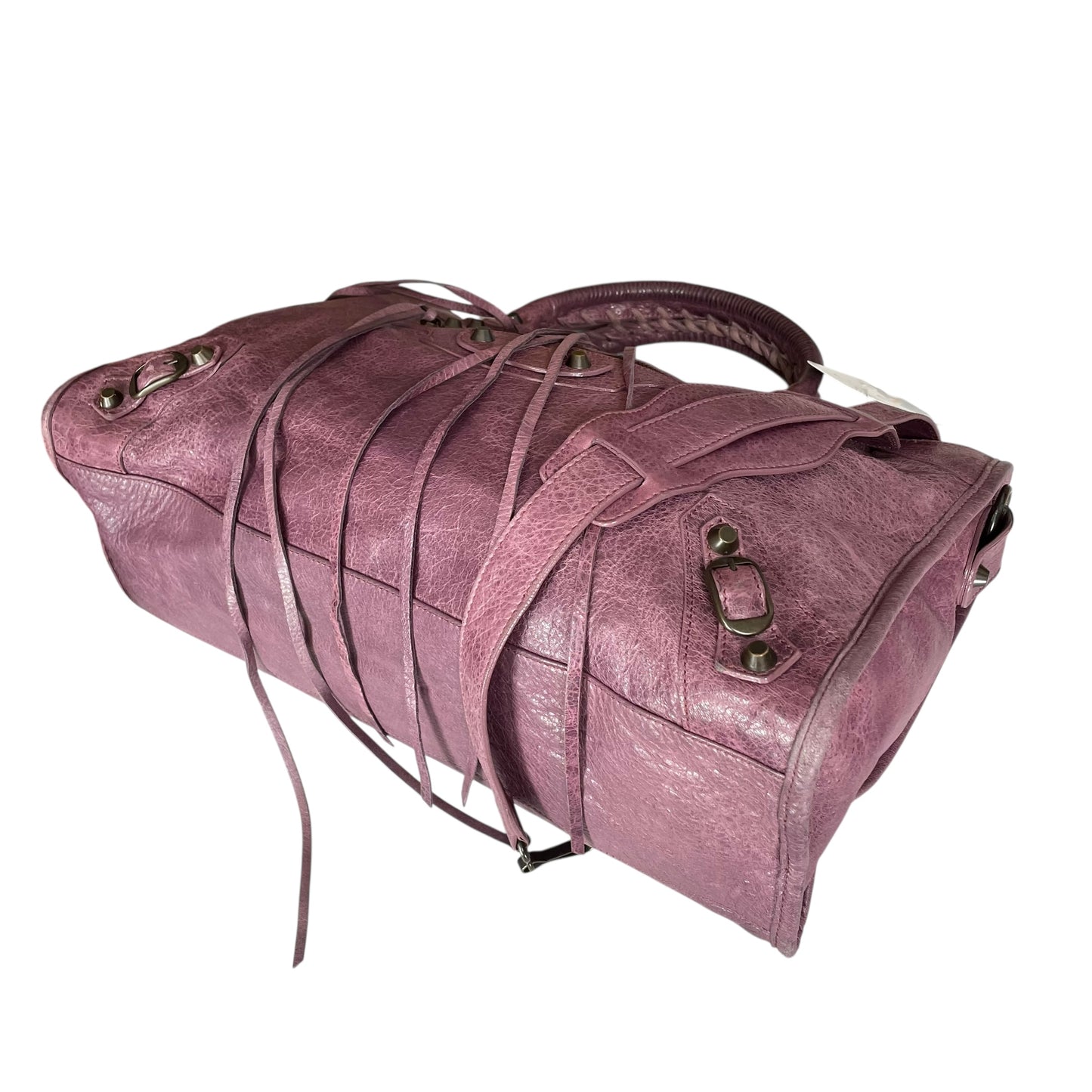 Balenciaga Motorcycle City Bag Glycine Purple Studded Brushed Bronze 2 Way Tote