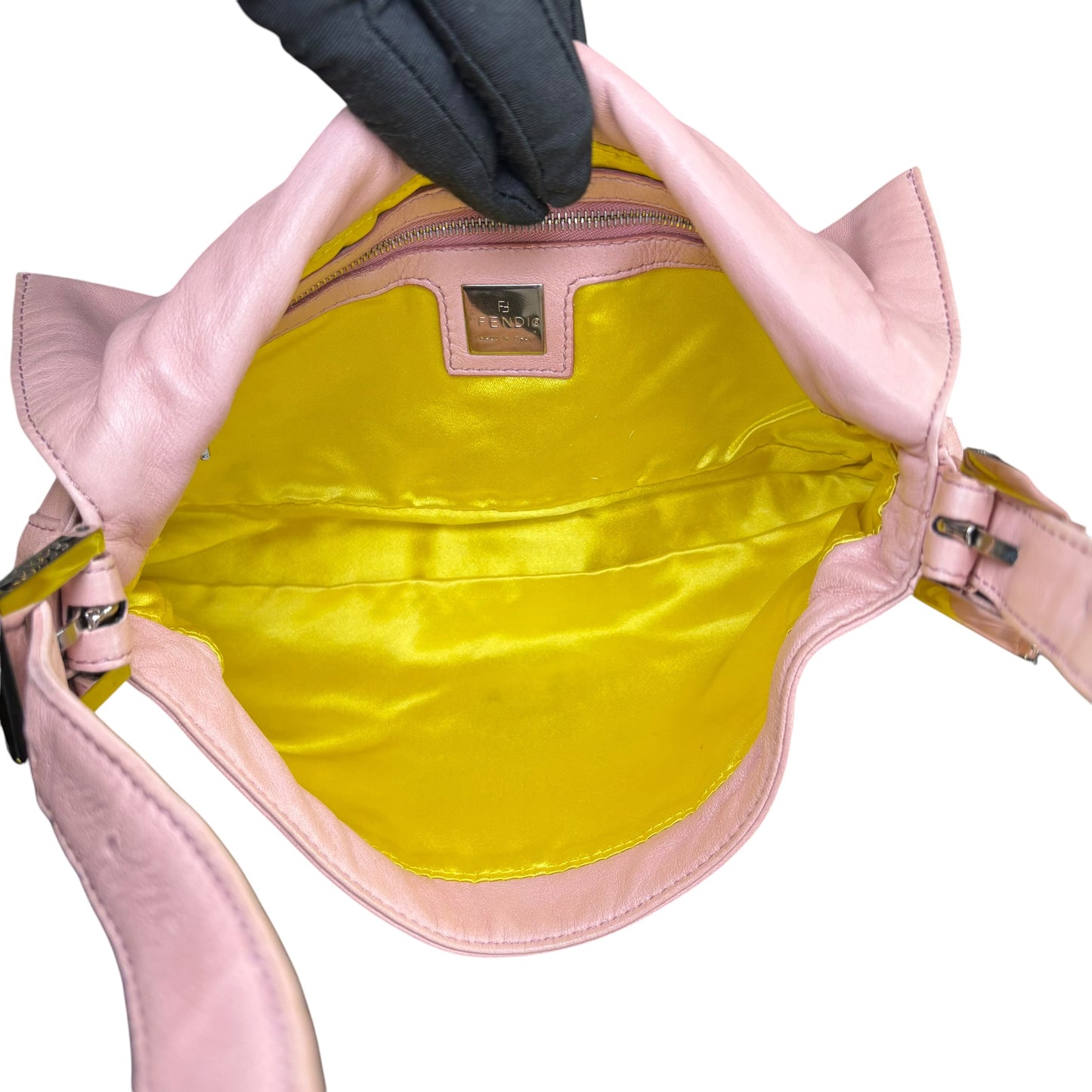 Fendi Y2K Baguette Classic Pink Lambskin SHW Yellow Shoulder Purse