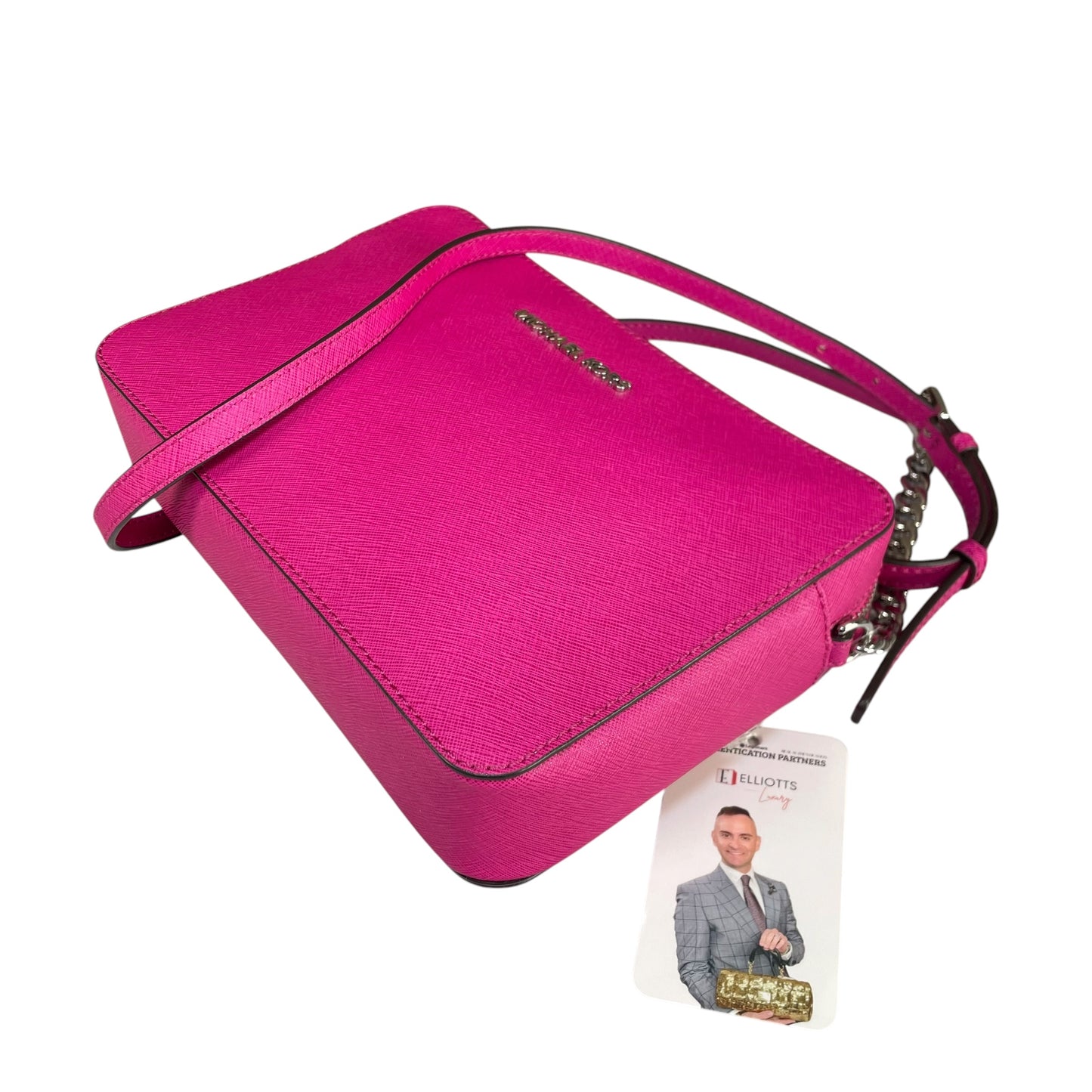 Michael Kors Fushia Saffiano Leather SHW Pink Jet Set Crossbody