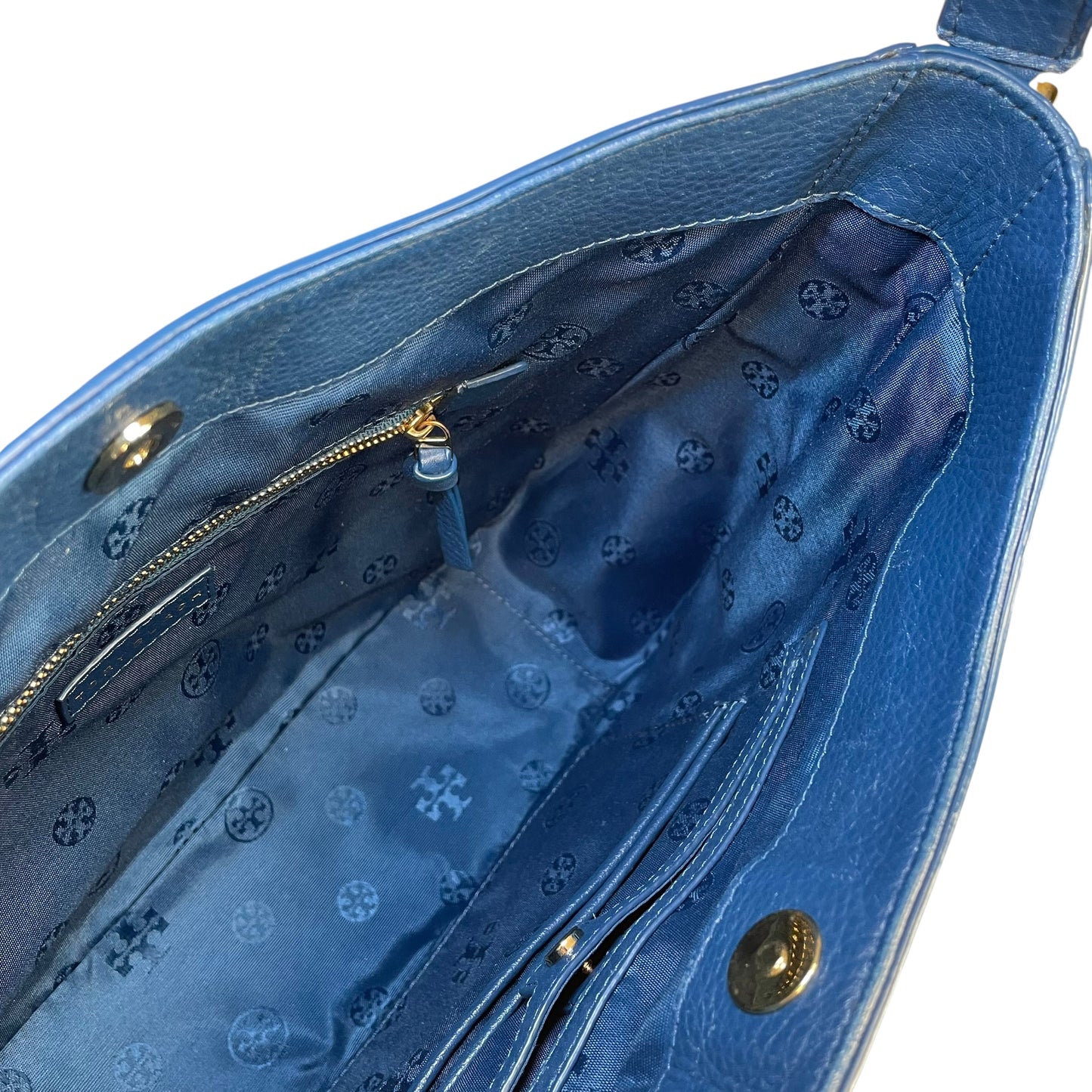 Tory Burch Mercer Blue Wave Leather GHW Hobo Shoulder Bag