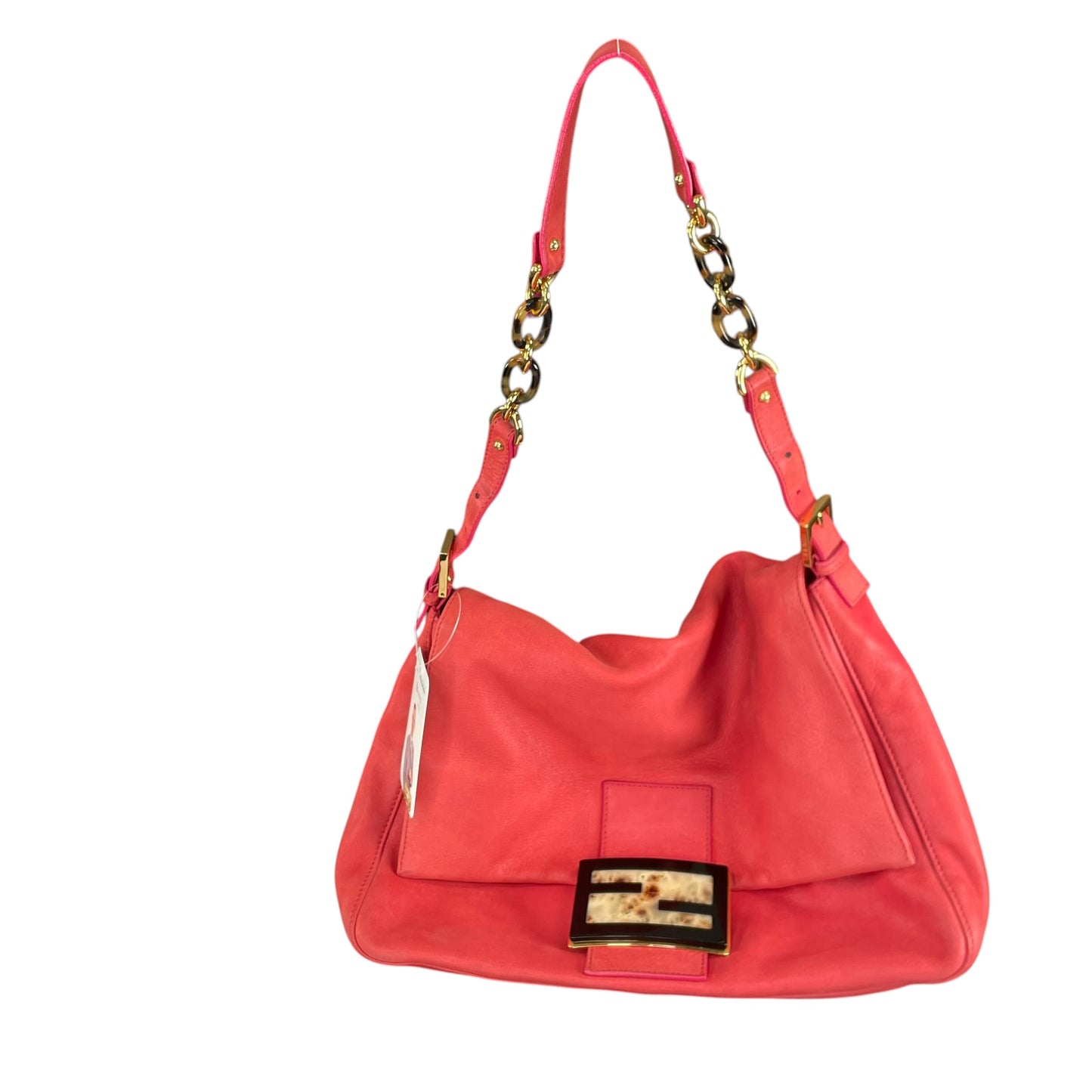 Fendi Baguette MAXI Grapefruit GHW Grapefruit Iridescent Leather Shoulder Purse