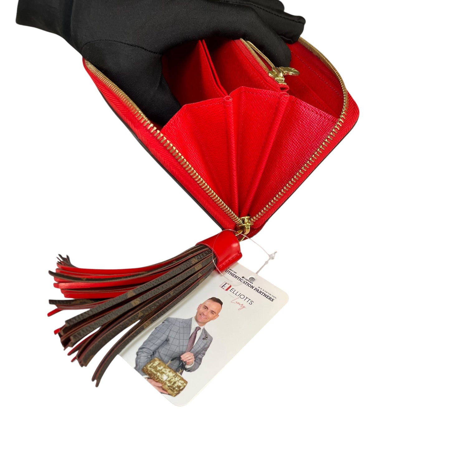 Louis Vuitton Pompon Zippy Tassel Wallet Monogram Canvas Red