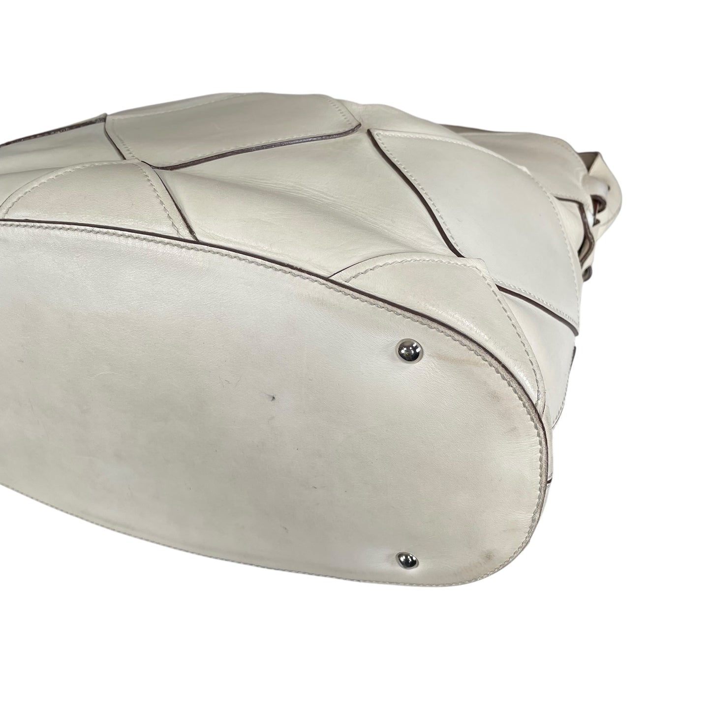 Salvatore Ferragamo Patchwork Leather Hobo Bag Cream Diamond Panel Shoulder Bag