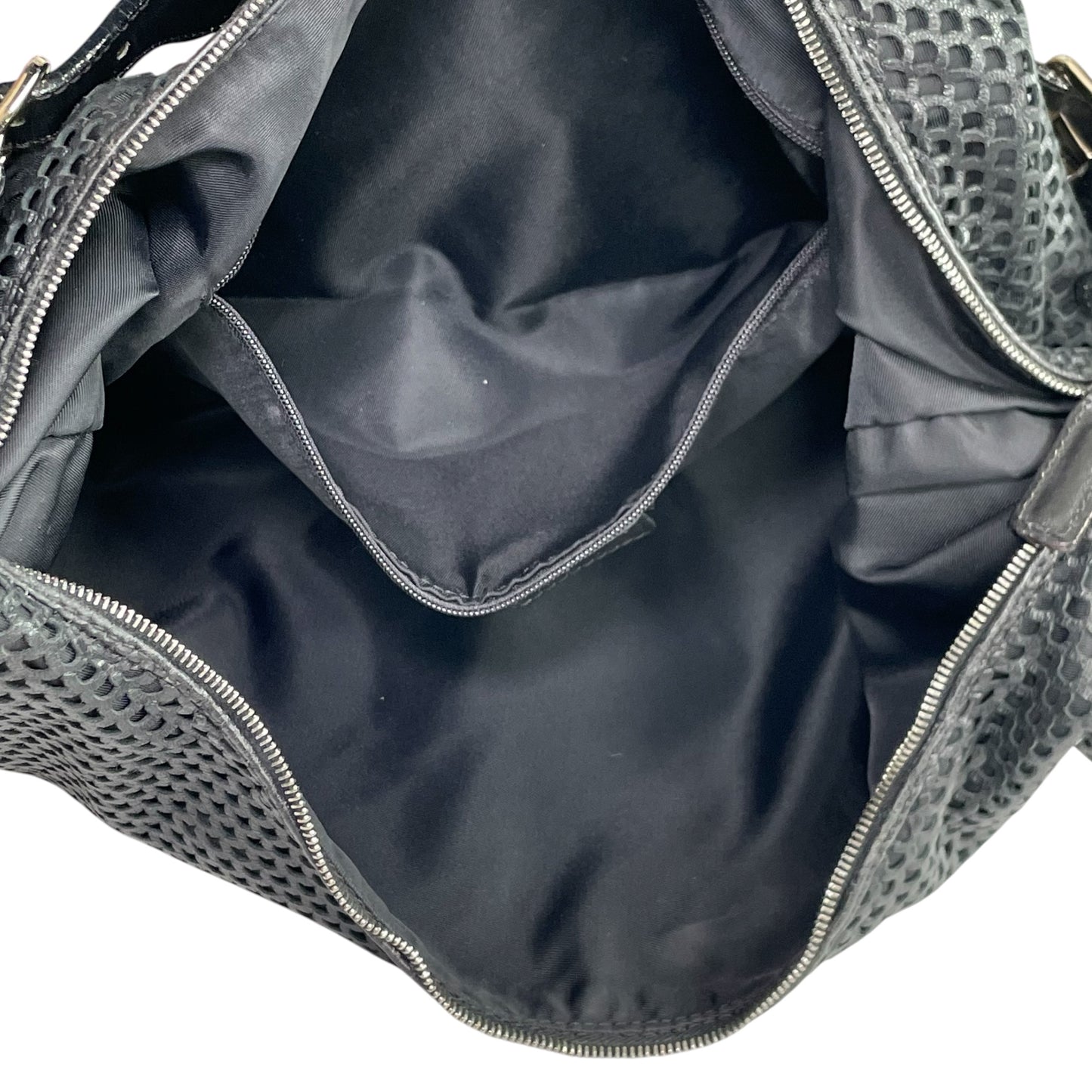 Christian Dior Y2K Perforated Leather Black CD Logo Shoulder Hobo bag Purse