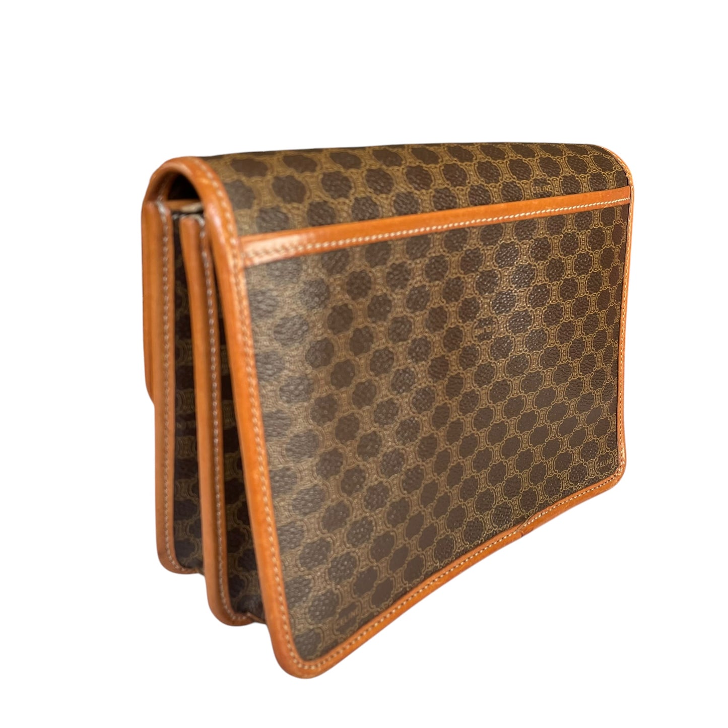 Celine Macadam Monogram GHW Canvas Brown Leather Clutch