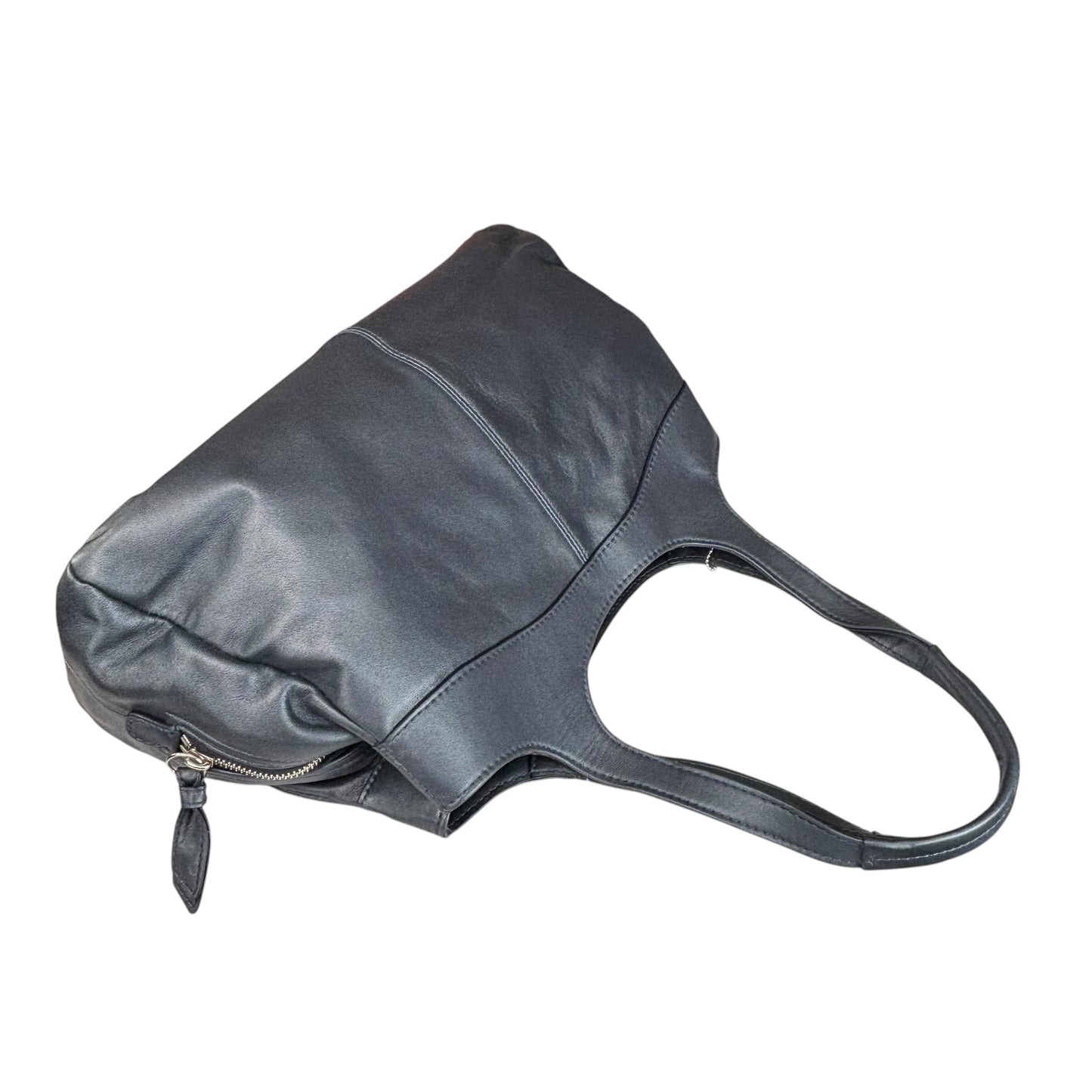 Coach Lexi SHW Metallic Grey Leather Large Shoulder Hobo Pursw