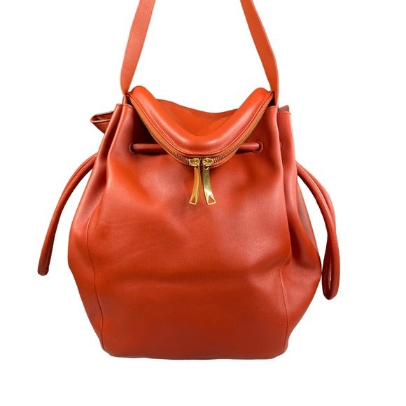 Bottega Vegan Pumkpin Spice Orange Large Hobo Beek Style Bag Dual Zip Front Bag Purse