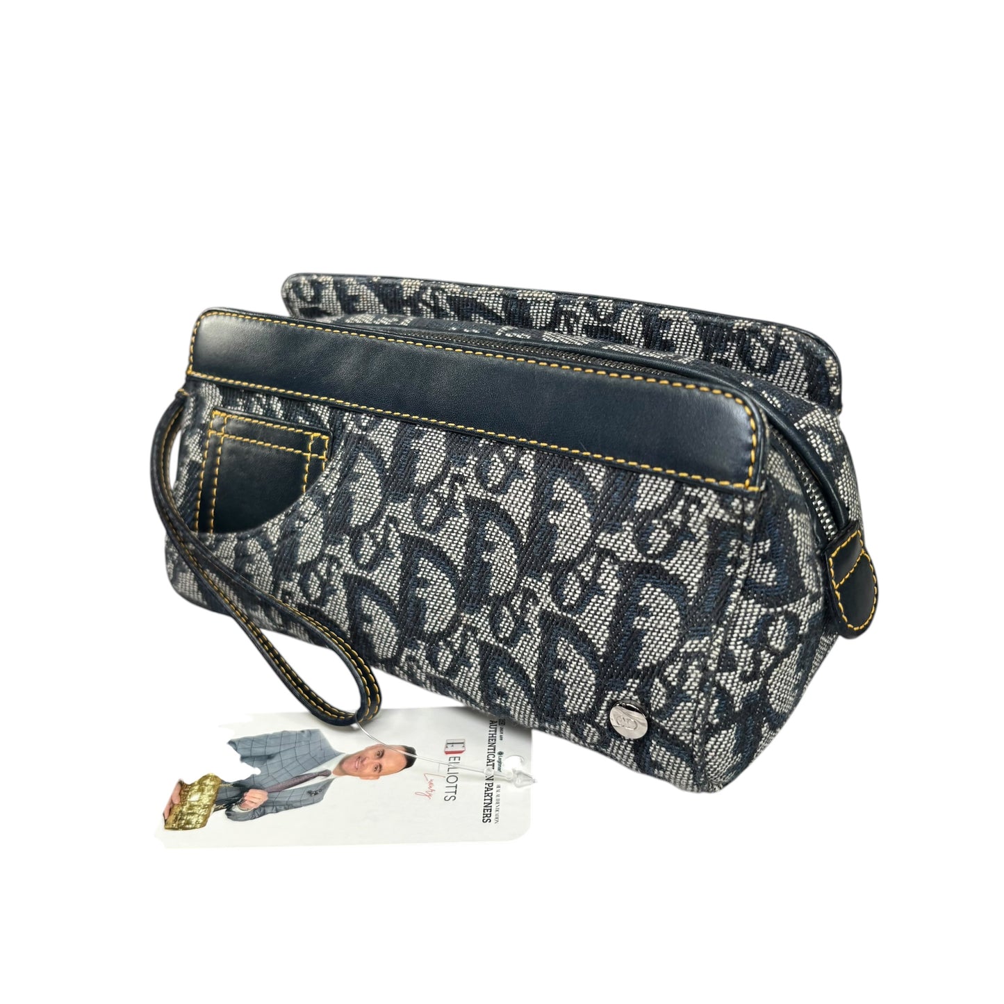 Christian Dior Y2K Mini Leather  Blue Jean Pouchette Clutch Wristket