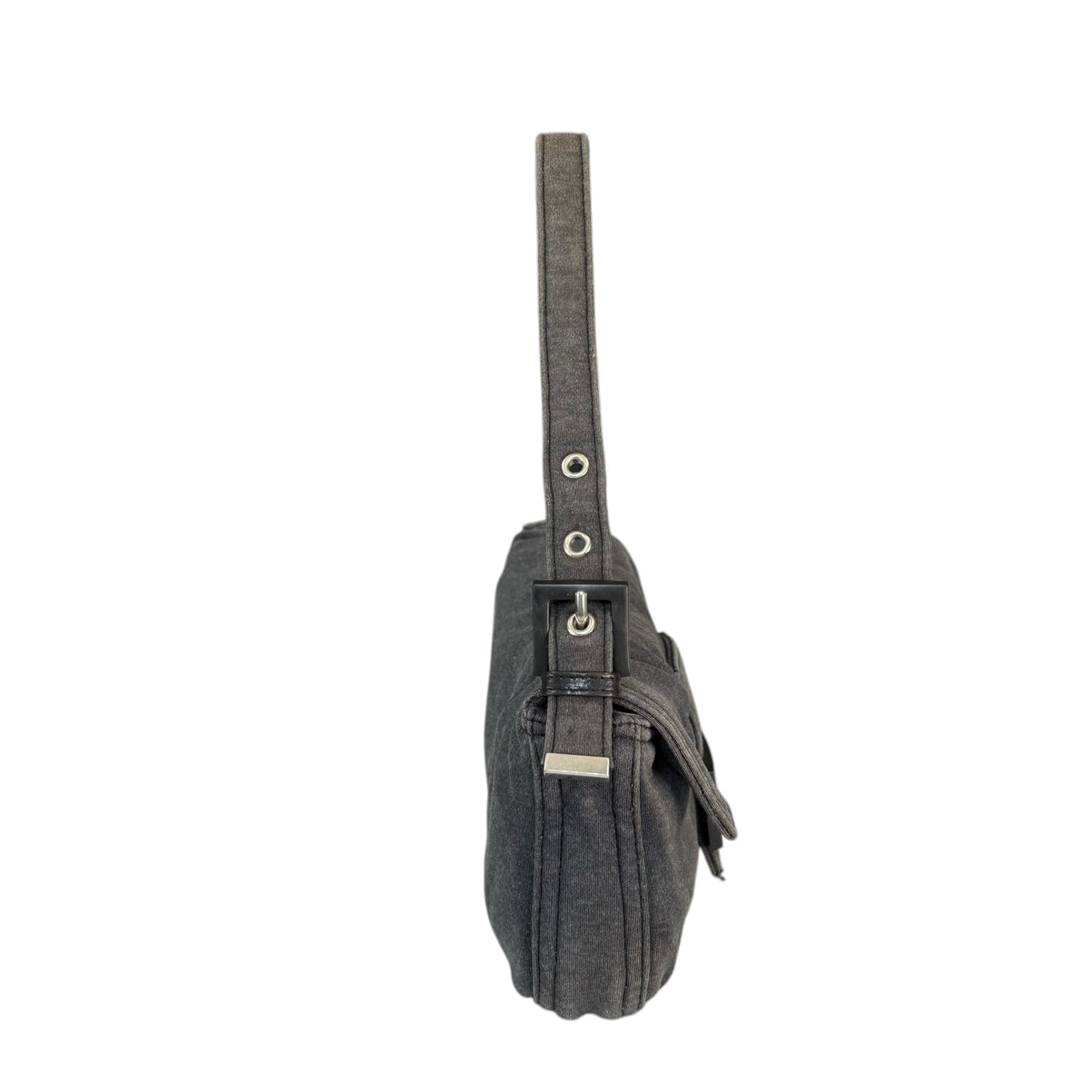 Fendi Y2K Classic Baguette Cotton Grey & Black Shoulder Purse
