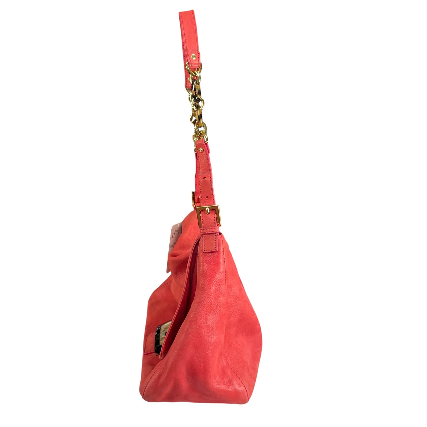Fendi Baguette MAXI Grapefruit GHW Grapefruit Iridescent Leather Shoulder Purse