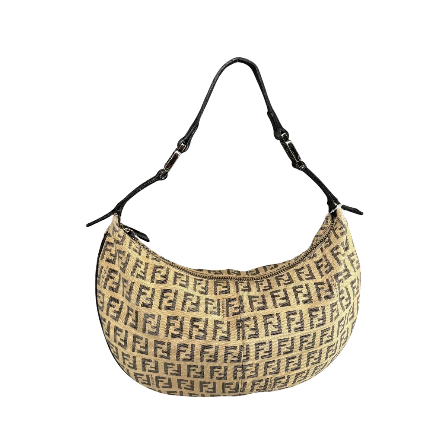 Fendi Y2K Mini Croissant Canvas Black Leather Shoulder Purse