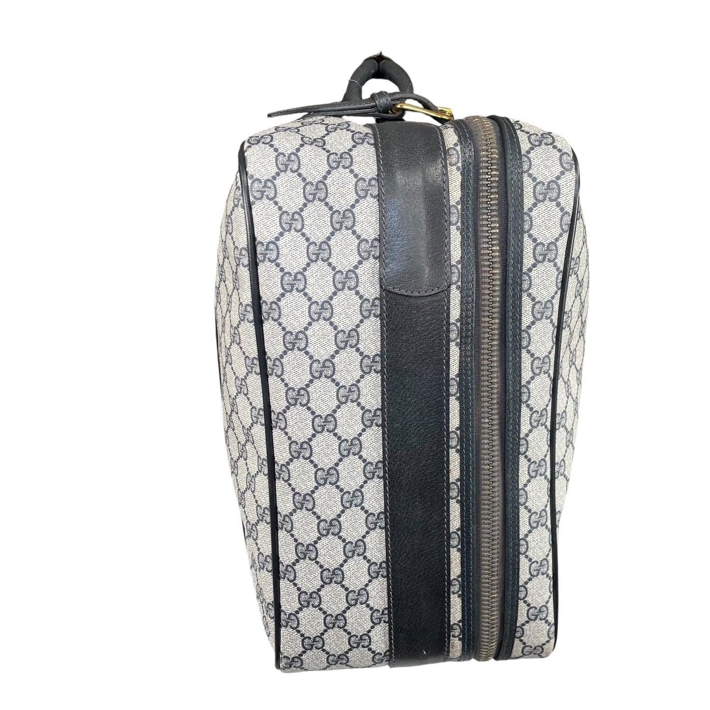 Gucci GG Supreme Navy Canvas Leather Medium Luggage Travel Case