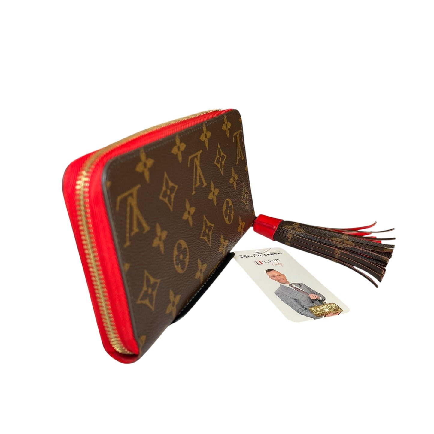 Louis Vuitton Pompon Zippy Tassel Wallet Monogram Canvas Red