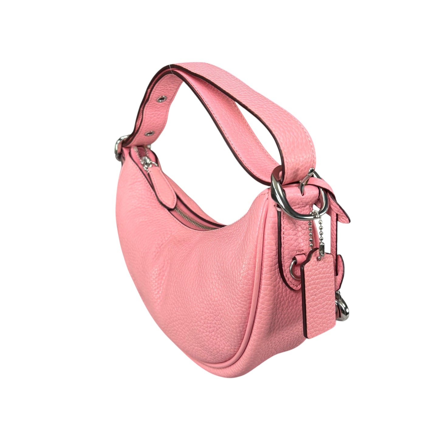 Coach Luna Pink Crescent SHW 2-Way Pebbled Leather Purse