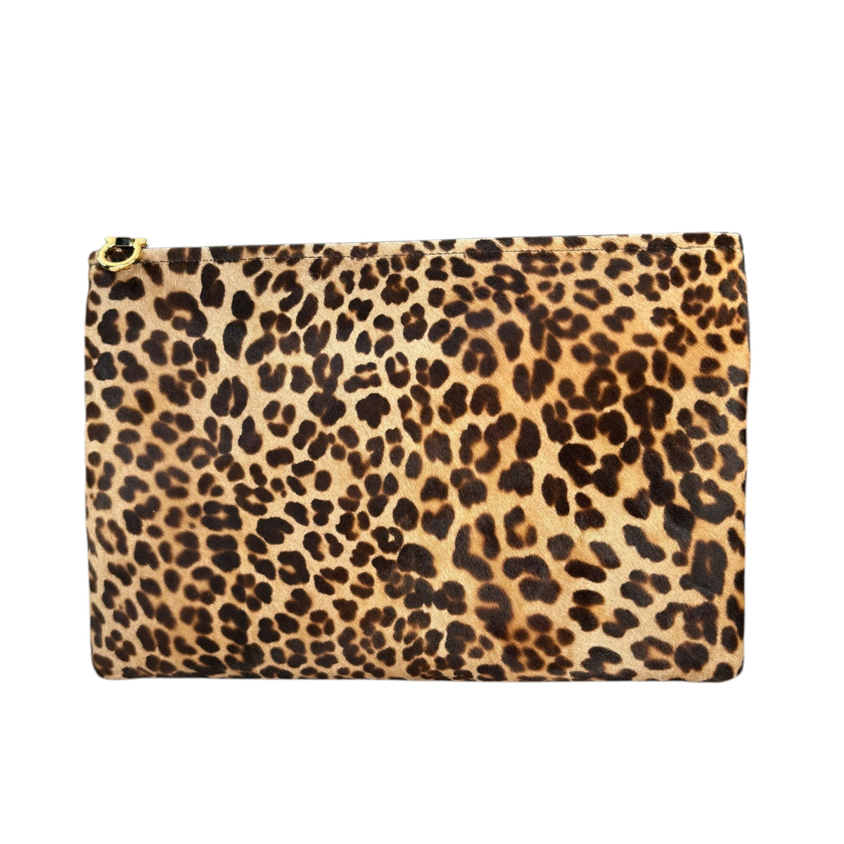 Salvatore Ferragamo Hair-Calf Envelop Cheetah Print Clutch Zip Pouch