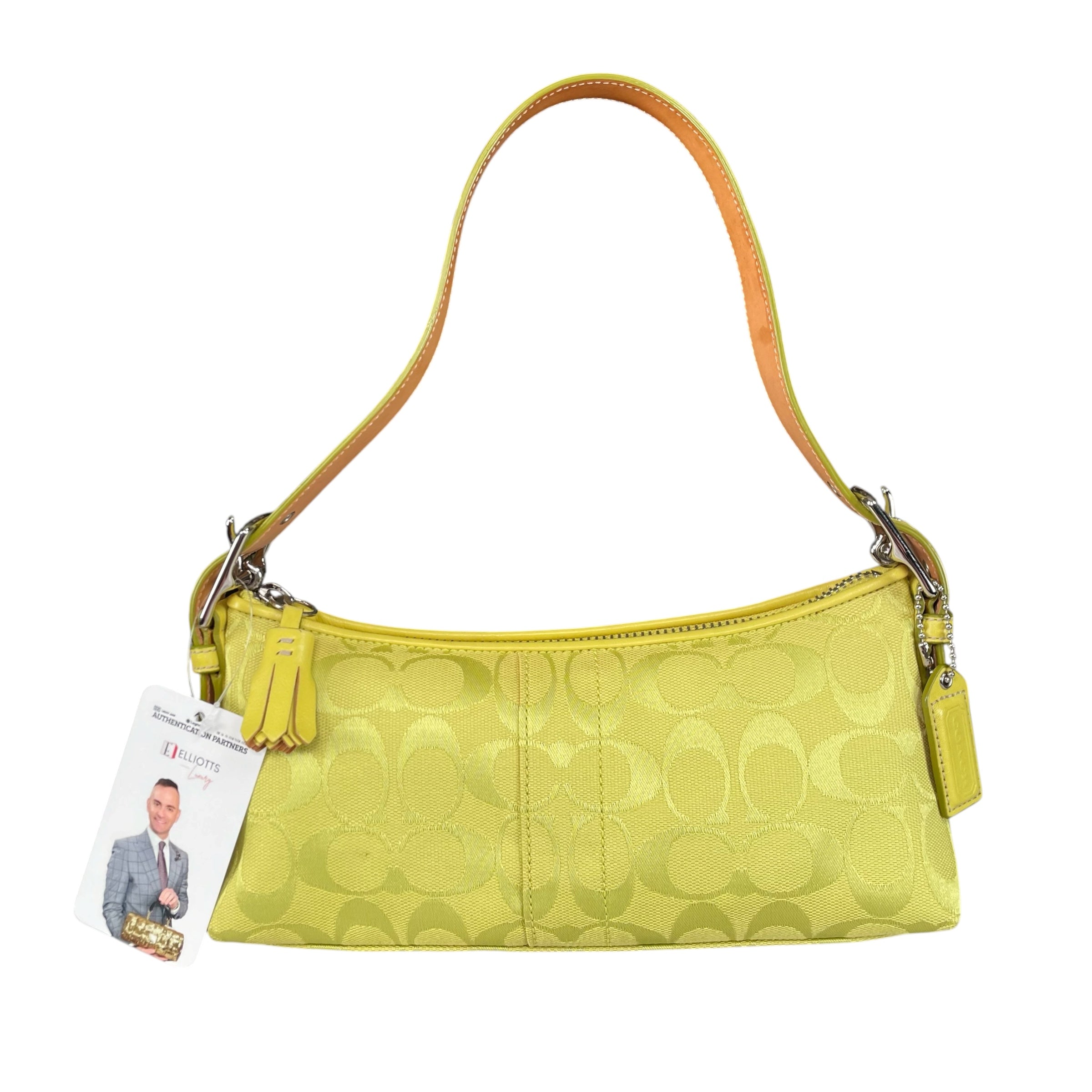 バッグ COACH Shoulder Bag Signature Lime Yellow Coach Demi Y2K Signature C Lime Shoulder Purse – Elliott's Luxury