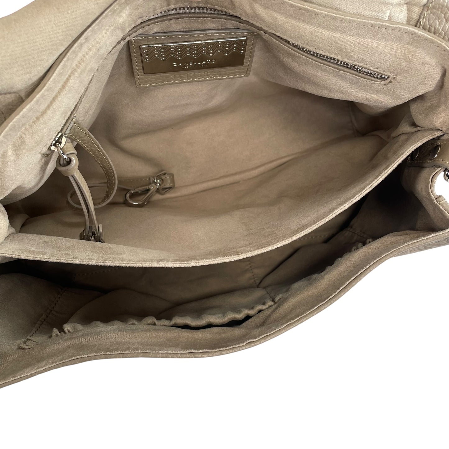 Zanellato Postina Taupe Daily Small Studded 2-Way SHW Top Leather Handle Purse