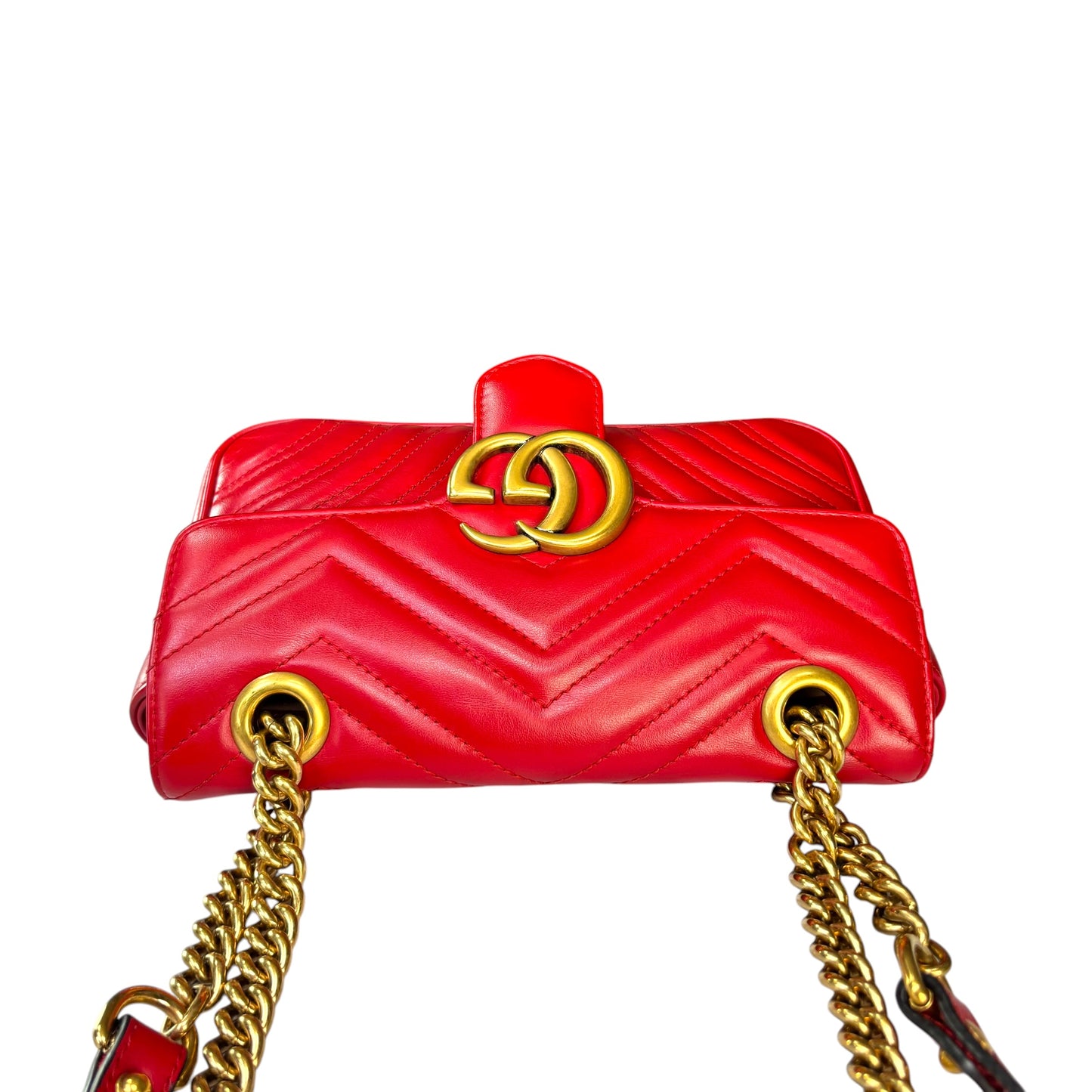 Gucci GG Marmont Red Leather Quilted Crossbody Shoulder Purse