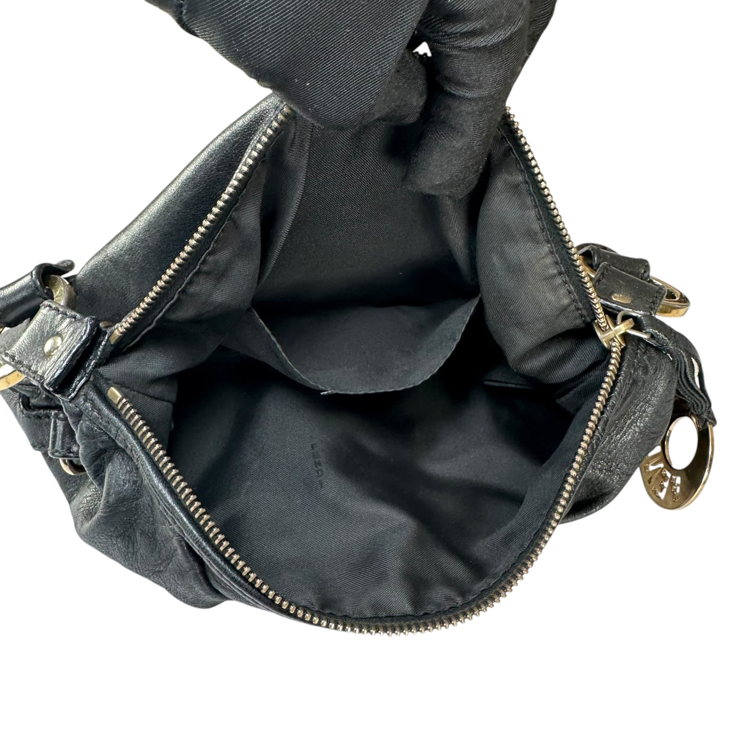 Fendi Baguette Y2K Knot / Flower Black Leather Shoulder Purse