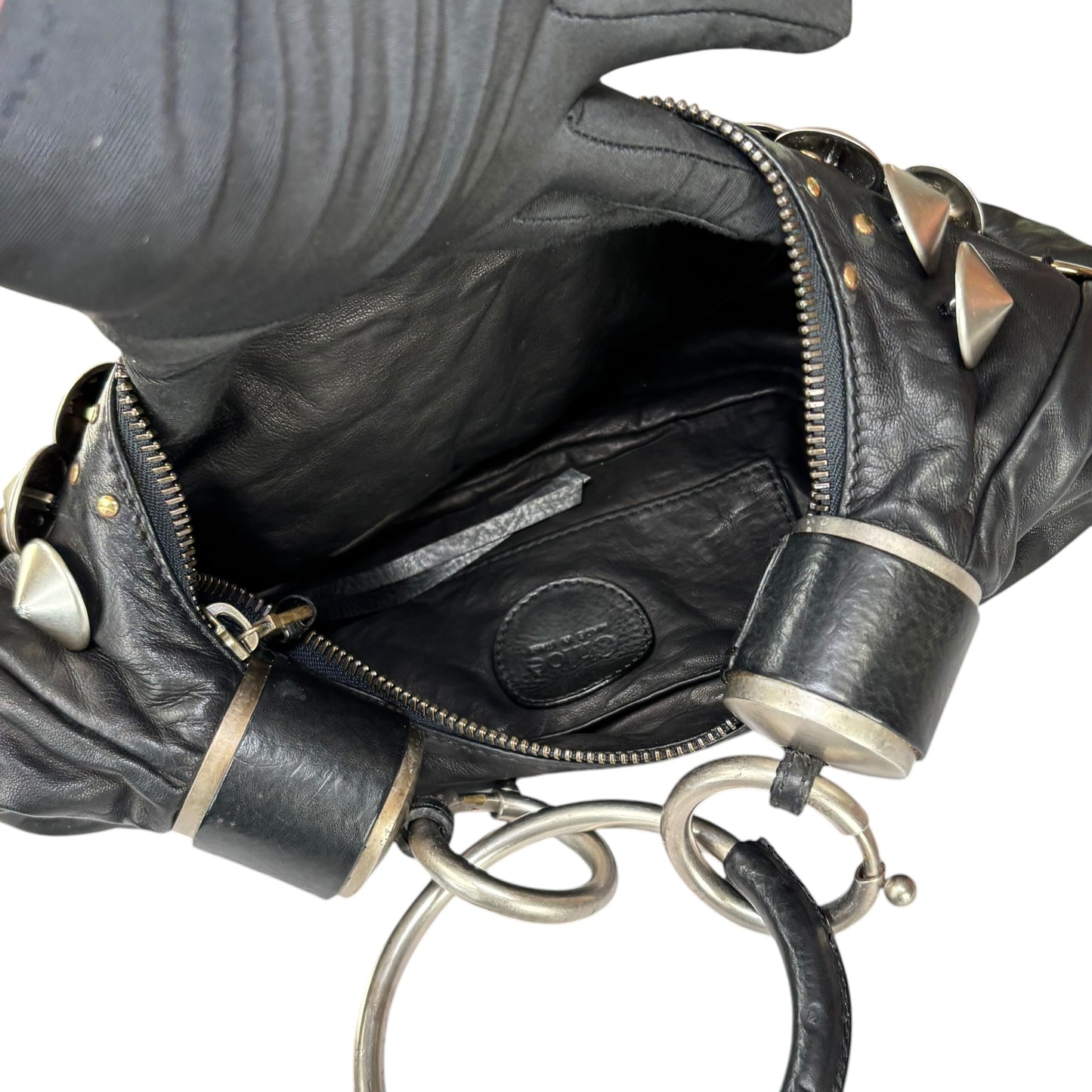 Chloe Y2K Aubrey Black Leather Med Hobo Stud Embellished Hobo