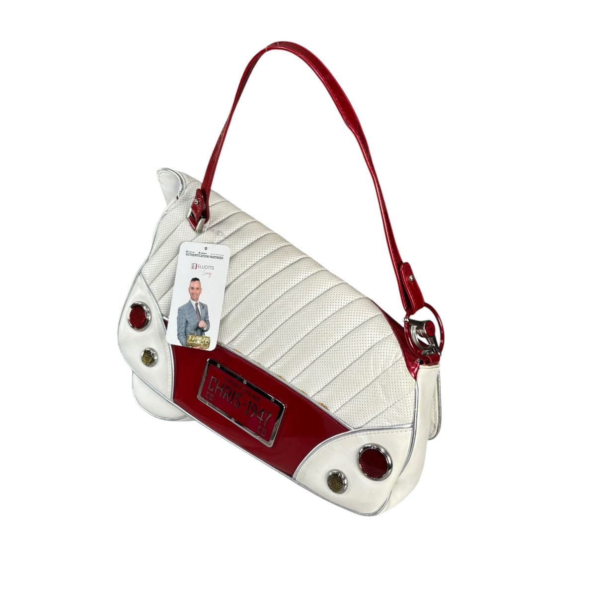 Christian Dior Cadillac Y2K Red Patent White Leather 2-Way Purse