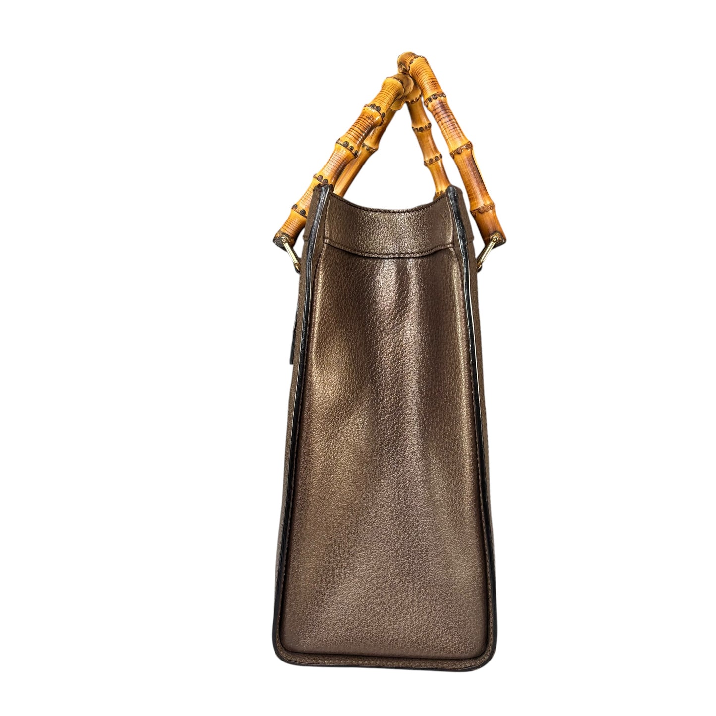 Gucci Diana Bronze Metallic Suede Bamboo Tote