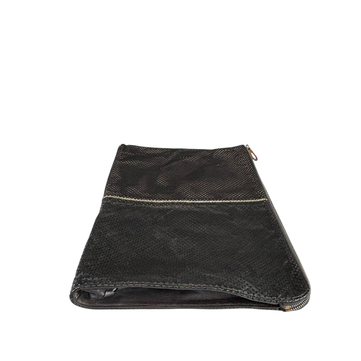 Bottega Veneta Black Perforated Leather Laptop Sleeve 15”
