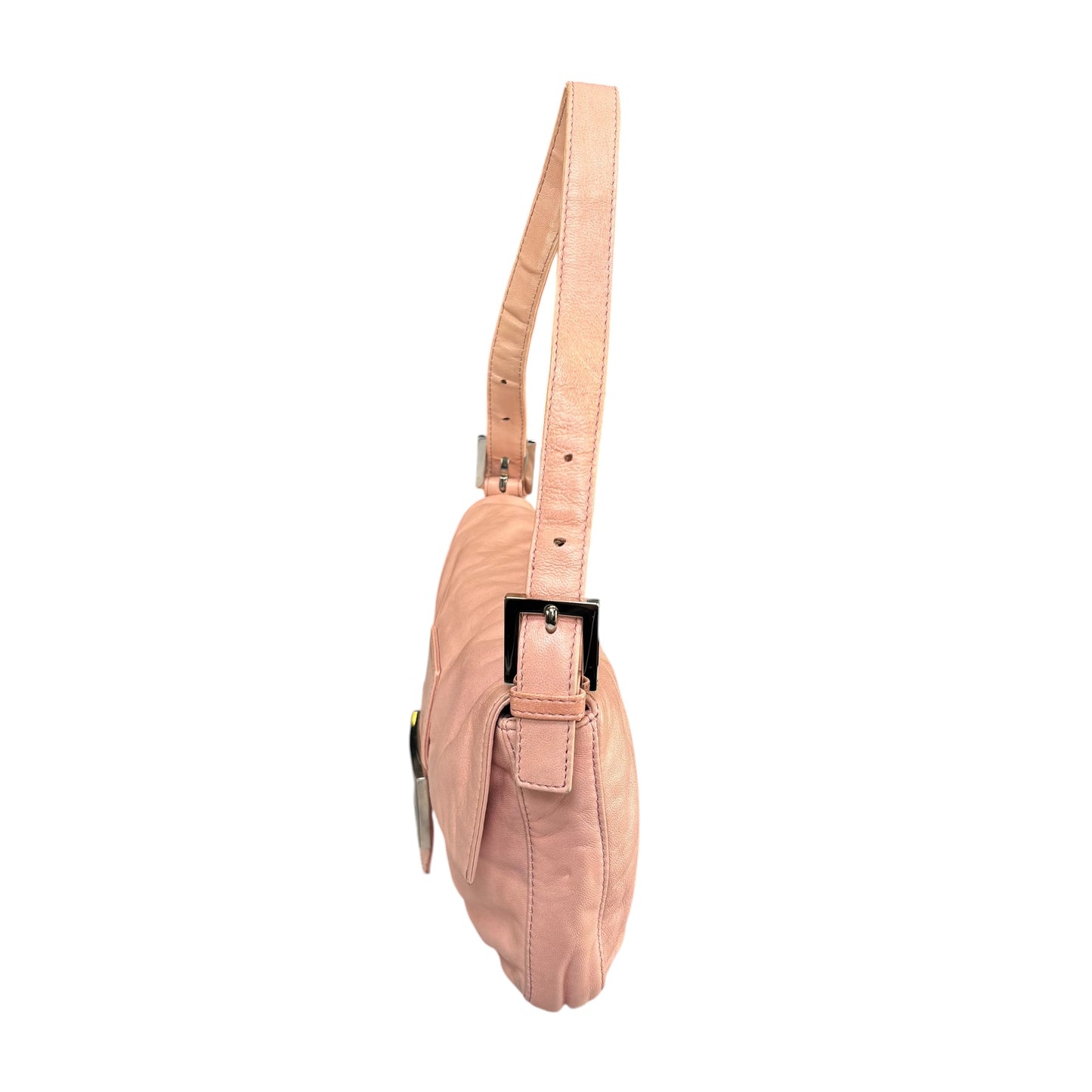 Fendi Y2K Baguette Classic Pink Lambskin SHW Yellow Shoulder Purse